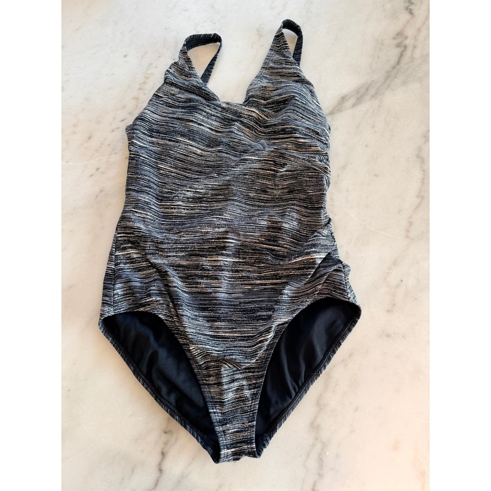 Speedo Womens Black White Abstract Print Swimsuit Bottom Style 7722047 Size 14